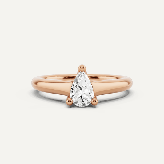 1/2 ctw Pear Diamond Wide Shank Trellis Solitaire Engagement Ring - Lotus Diamond