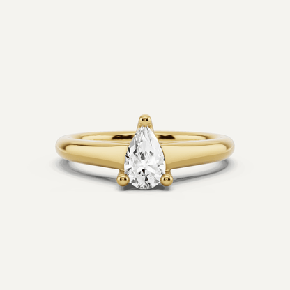 1/2 ctw Pear Diamond Wide Shank Trellis Solitaire Engagement Ring - Lotus Diamond