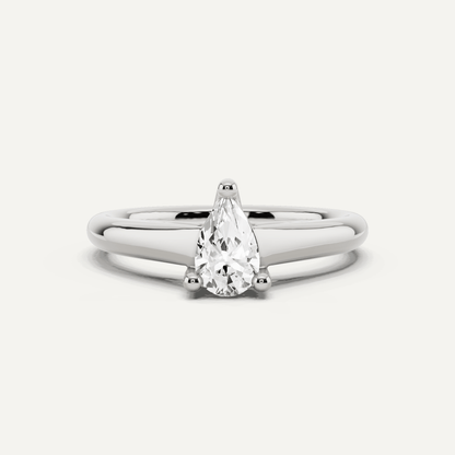 1/2 ctw Pear Diamond Wide Shank Trellis Solitaire Engagement Ring - Lotus Diamond
