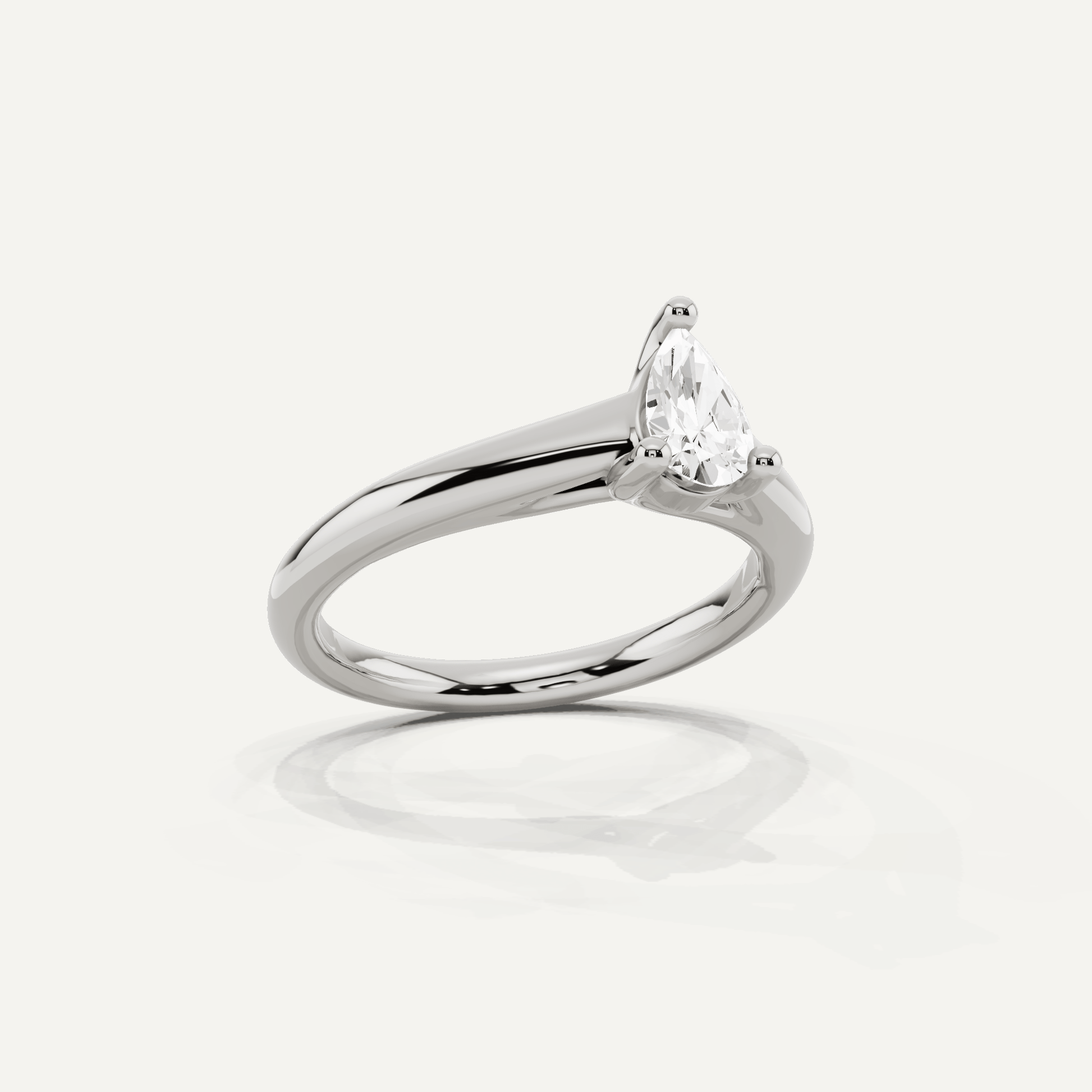 1/2 ctw Pear Diamond Wide Shank Trellis Solitaire Engagement Ring - Lotus Diamond