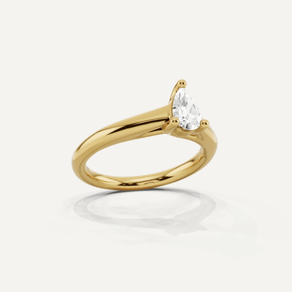 1/2 ctw Pear Diamond Wide Shank Trellis Solitaire Engagement Ring - Lotus Diamond