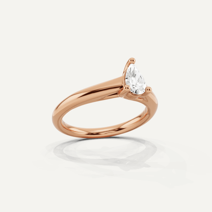 1/2 ctw Pear Diamond Wide Shank Trellis Solitaire Engagement Ring - Lotus Diamond