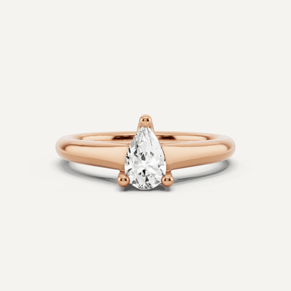 1/2 ctw Pear Diamond Wide Shank Trellis Solitaire Engagement Ring - Lotus Diamond