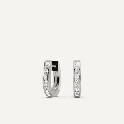 1/2 ctw Princess Diamond Channel Set Huggie Hoop Earrings - Lotus Diamond