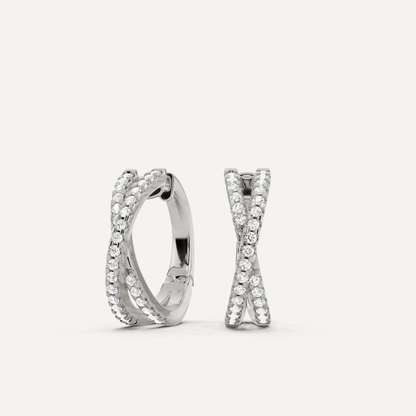 1/2 ctw Round Diamond Crossover Hoop Earrings - Lotus Diamond