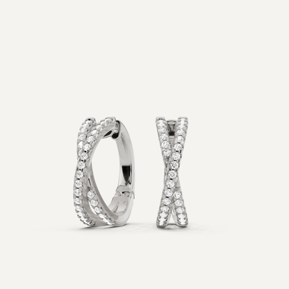 1/2 ctw Round Diamond Crossover Hoop Earrings - Lotus Diamond