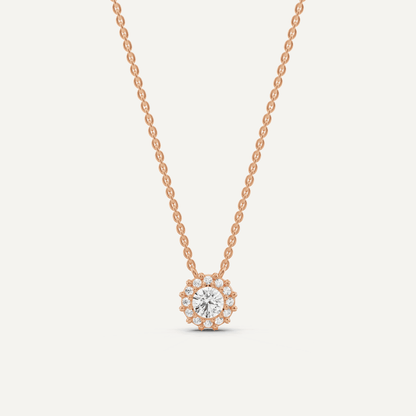 1/2 ctw Round Diamond Halo Fashion Pendant - Lotus Diamond
