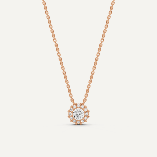 1/2 ctw Round Diamond Halo Fashion Pendant - Lotus Diamond
