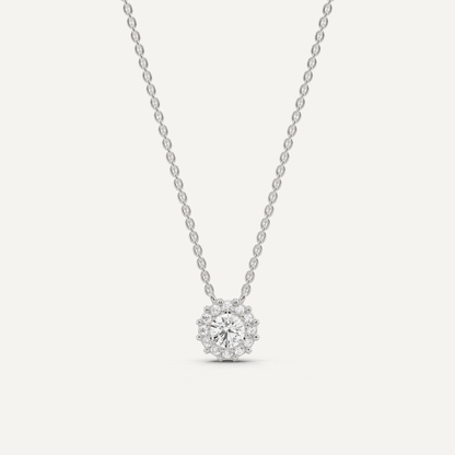 1/2 ctw Round Diamond Halo Fashion Pendant - Lotus Diamond
