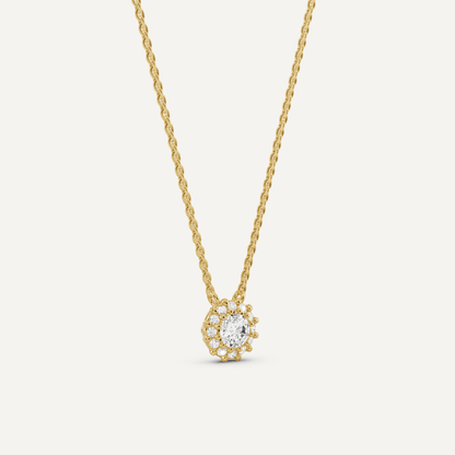 1/2 ctw Round Diamond Halo Fashion Pendant - Lotus Diamond