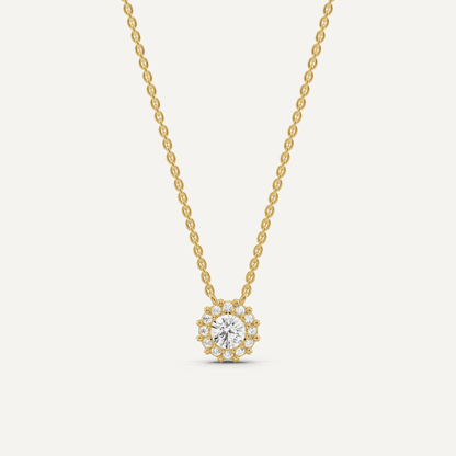 1/2 ctw Round Diamond Halo Fashion Pendant - Lotus Diamond