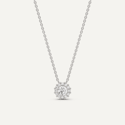 1/2 ctw Round Diamond Halo Fashion Pendant - Lotus Diamond