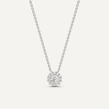 1/2 ctw Round Diamond Halo Fashion Pendant - Lotus Diamond
