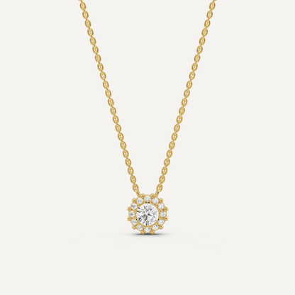 1/2 ctw Round Diamond Halo Fashion Pendant - Lotus Diamond