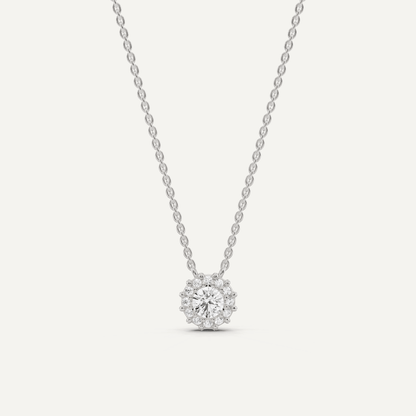 1/2 ctw Round Diamond Halo Fashion Pendant - Lotus Diamond