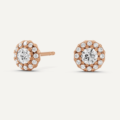 1/2 ctw Round Diamond Halo Stud Earrings - Lotus Diamond