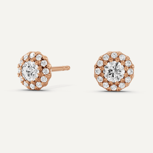 1/2 ctw Round Diamond Halo Stud Earrings - Lotus Diamond