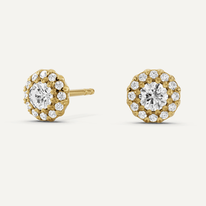 1/2 ctw Round Diamond Halo Stud Earrings - Lotus Diamond