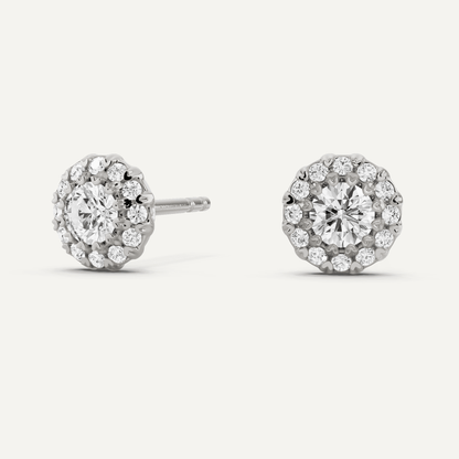 1/2 ctw Round Diamond Halo Stud Earrings - Lotus Diamond