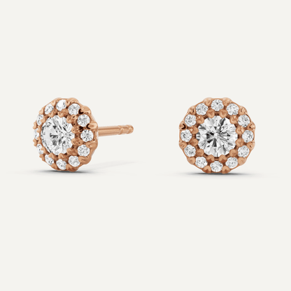 1/2 ctw Round Diamond Halo Stud Earrings - Lotus Diamond