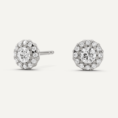 1/2 ctw Round Diamond Halo Stud Earrings - Lotus Diamond