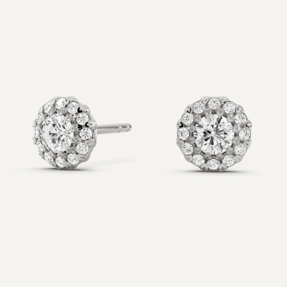 1/2 ctw Round Diamond Halo Stud Earrings - Lotus Diamond