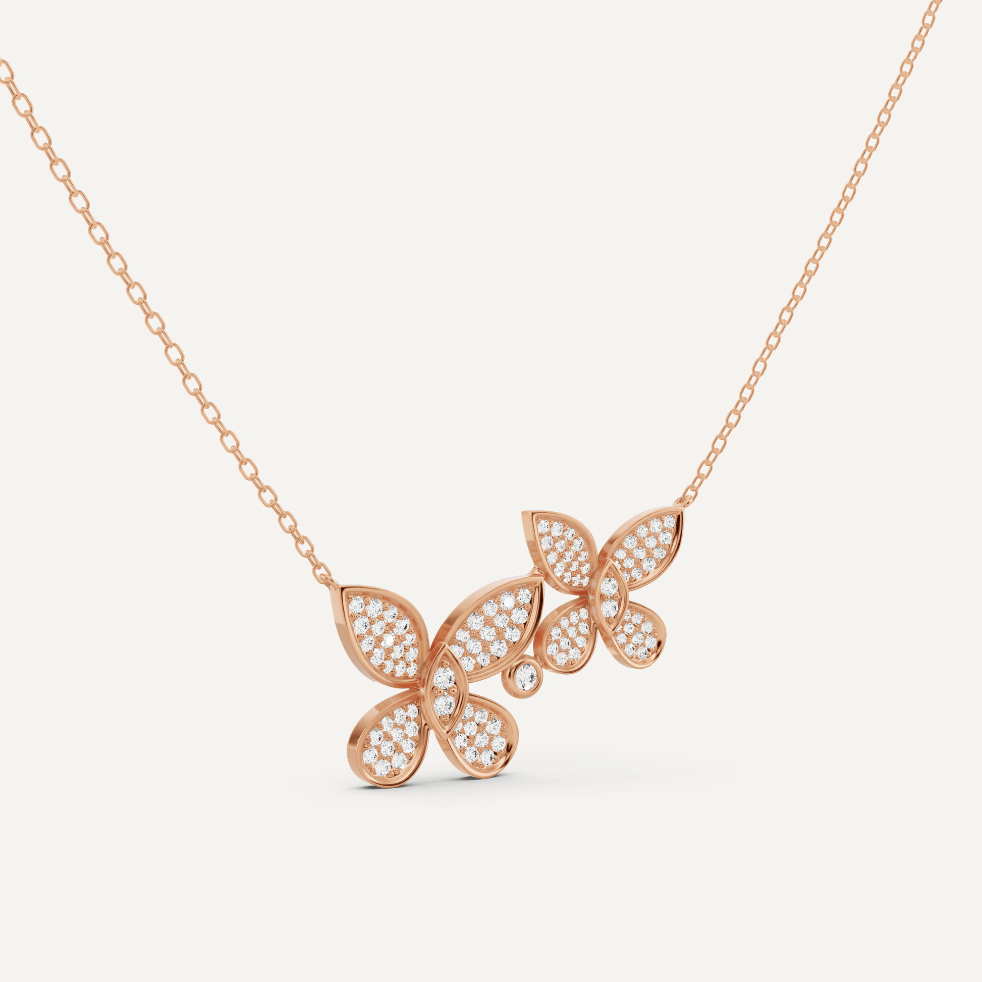 1/2 ctw Round Diamond Pave Dual Butterfly Fashion Pendant - Lotus Diamond