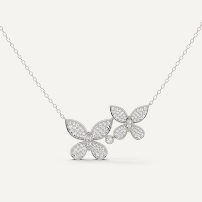 1/2 ctw Round Diamond Pave Dual Butterfly Fashion Pendant - Lotus Diamond