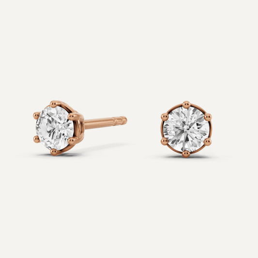 1/2 ctw Round Diamond Six Prong Stud Earrings - Lotus Diamond
