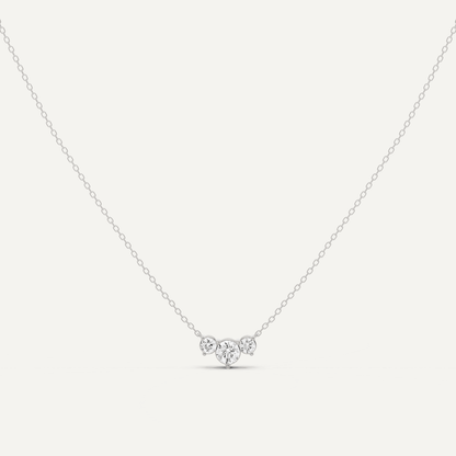 1/2 ctw Round Diamond Three Stone Fashion Necklace - Lotus Diamond
