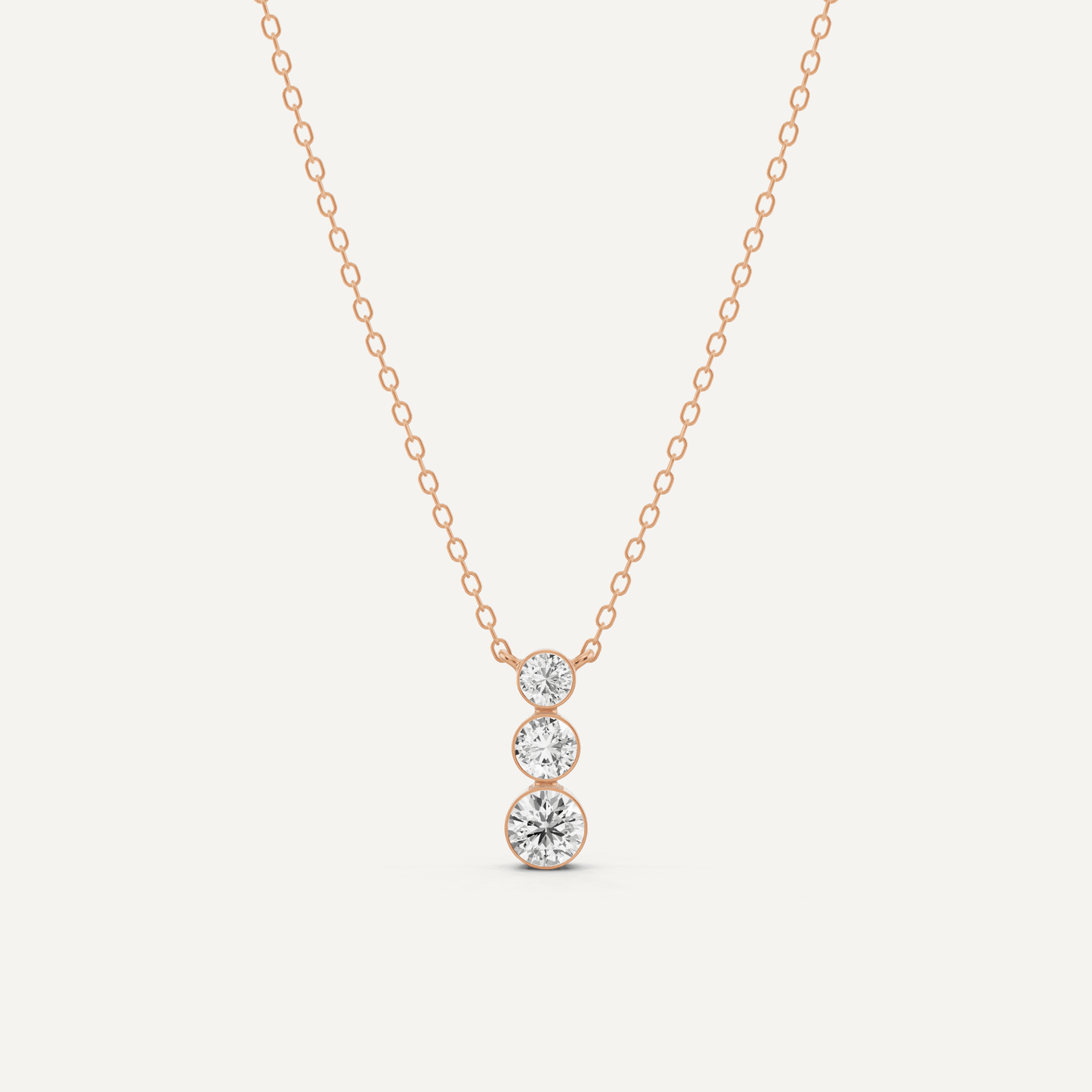 1/2 ctw Round Diamond Three Stone Graduating Fashion Pendant - Lotus Diamond