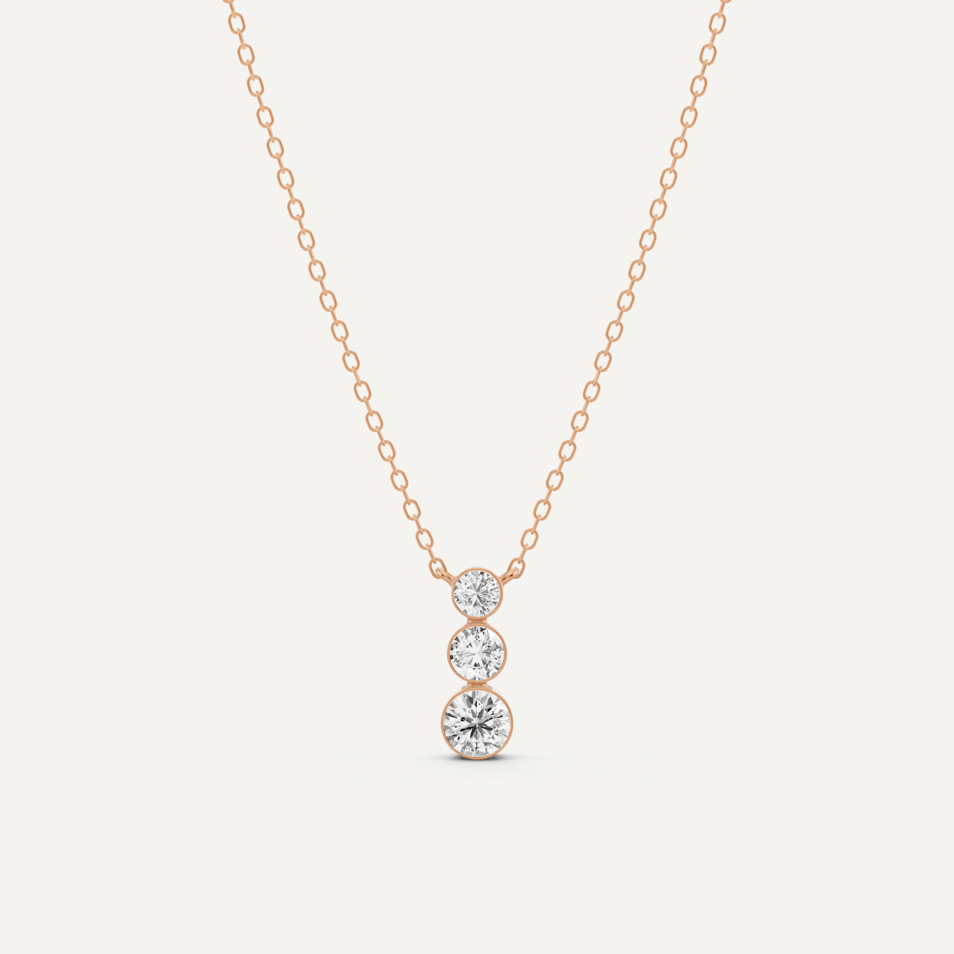 1/2 ctw Round Diamond Three Stone Graduating Fashion Pendant - Lotus Diamond