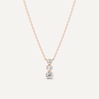 1/2 ctw Round Diamond Three Stone Graduating Fashion Pendant - Lotus Diamond