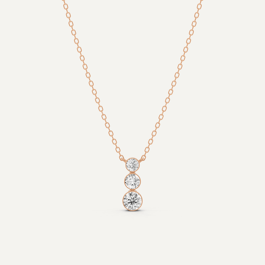 1/2 ctw Round Diamond Three Stone Graduating Fashion Pendant - Lotus Diamond