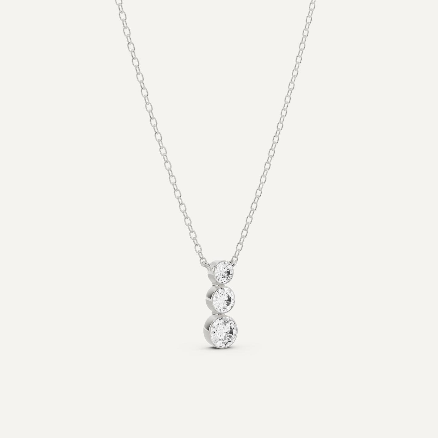 1/2 ctw Round Diamond Three Stone Graduating Fashion Pendant - Lotus Diamond