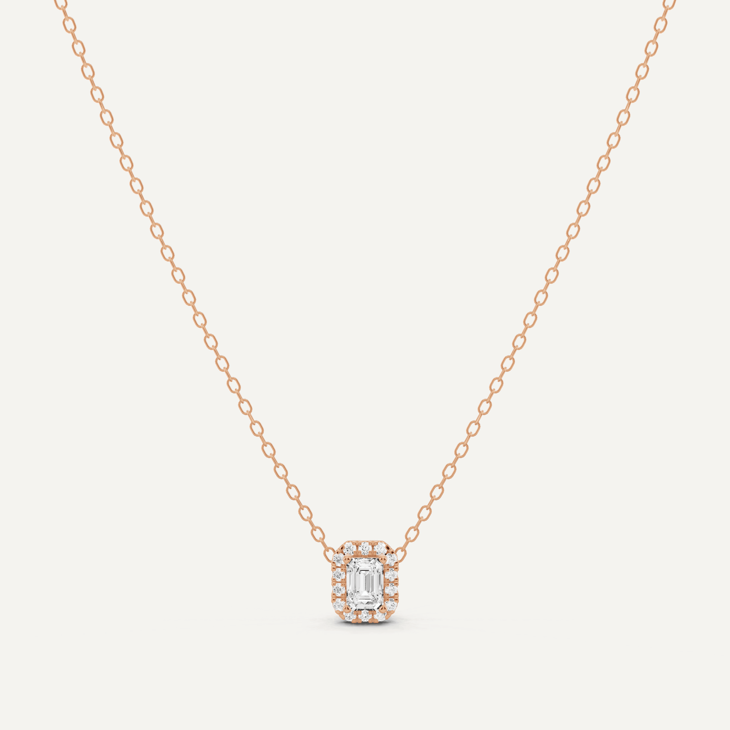 1/3 ctw Emerald Diamond Halo Fashion Pendant - Lotus Diamond