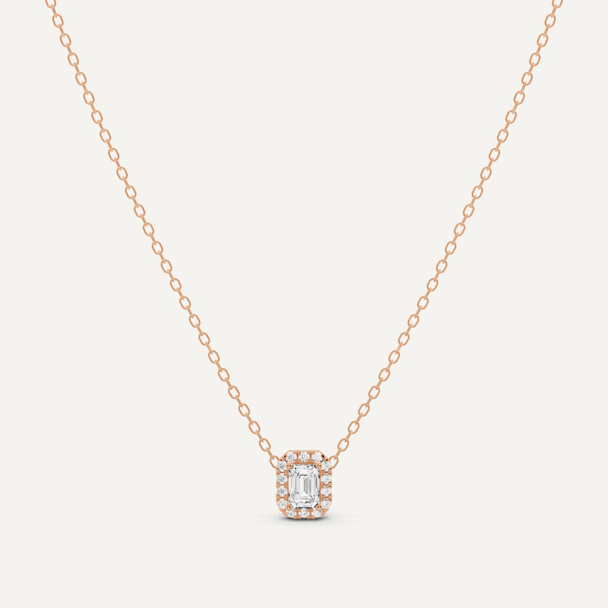 1/3 ctw Emerald Diamond Halo Fashion Pendant - Lotus Diamond