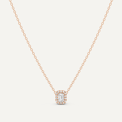 1/3 ctw Emerald Diamond Halo Fashion Pendant - Lotus Diamond