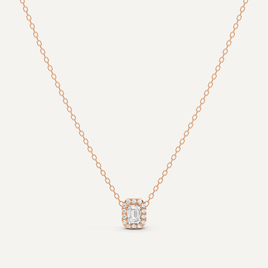 1/3 ctw Emerald Diamond Halo Fashion Pendant - Lotus Diamond