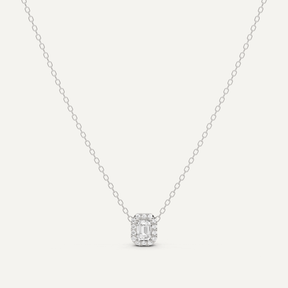 1/3 ctw Emerald Diamond Halo Fashion Pendant - Lotus Diamond