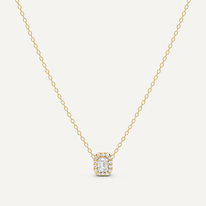 1/3 ctw Emerald Diamond Halo Fashion Pendant - Lotus Diamond