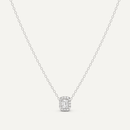 1/3 ctw Emerald Diamond Halo Fashion Pendant - Lotus Diamond