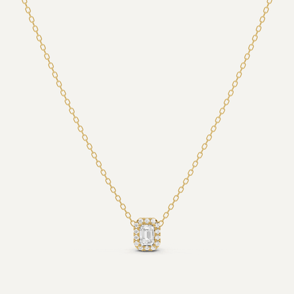 1/3 ctw Emerald Diamond Halo Fashion Pendant - Lotus Diamond