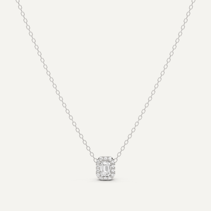 1/3 ctw Emerald Diamond Halo Fashion Pendant - Lotus Diamond