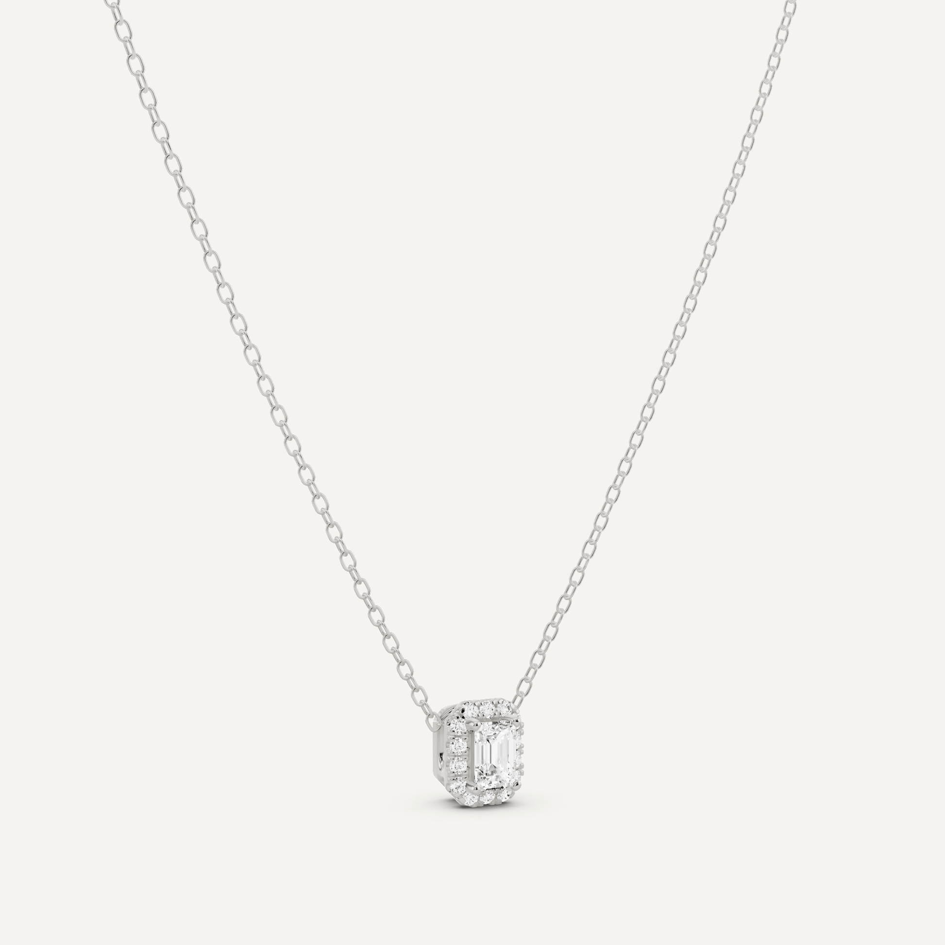 1/3 ctw Emerald Diamond Halo Fashion Pendant - Lotus Diamond