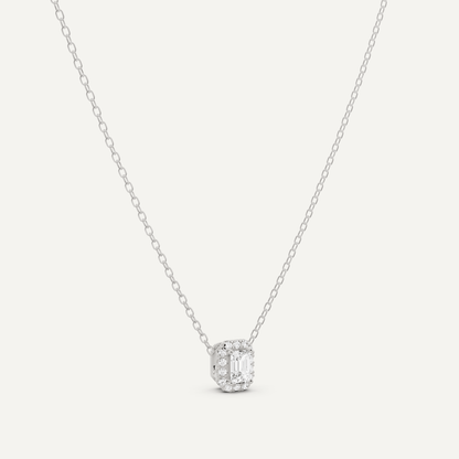 1/3 ctw Emerald Diamond Halo Fashion Pendant - Lotus Diamond