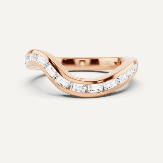 1/3 ctw Emerald Diamond Prong Set Wedding Band - Lotus Diamond