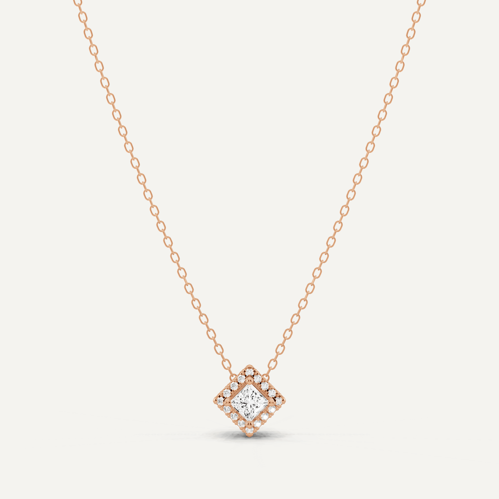 1/3 ctw Princess Diamond Halo Fashion Pendant - Lotus Diamond