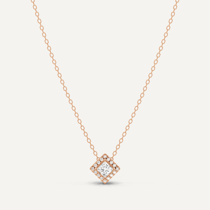 1/3 ctw Princess Diamond Halo Fashion Pendant - Lotus Diamond