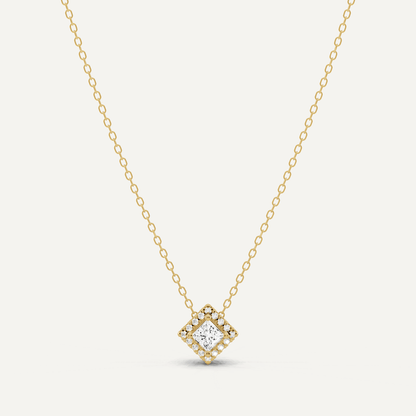 1/3 ctw Princess Diamond Halo Fashion Pendant - Lotus Diamond